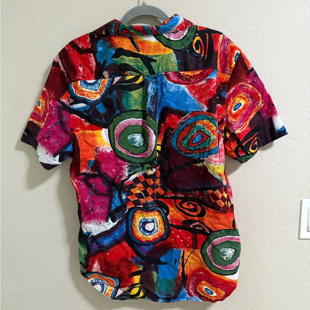 Paisley & Gray Women’s Abstract Art Print Button-Up Shirt XL 100% Cotton